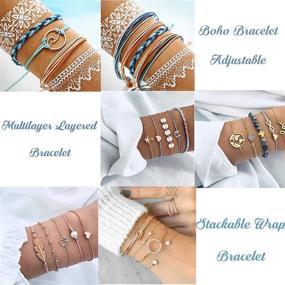 img 3 attached to 🌈 Boho Layered Wave Strand Bracelet Set - Adjustable, Handmade Friendship Bracelet for Women - THUNARAZ, 19-25pcs