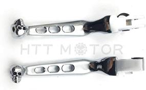 img 2 attached to HTTMT MT241-020A-CD: Черные CNC алюминиевые рычаги тормоза и сцепления для Harley Davidson Sportster Softail, хромированные с рисунком черепа зомби.