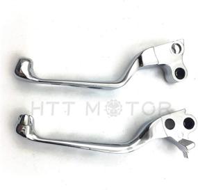 img 1 attached to HTTMT MT241-020A-CD: Черные CNC алюминиевые рычаги тормоза и сцепления для Harley Davidson Sportster Softail, хромированные с рисунком черепа зомби.