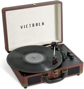 img 4 attached to 🎵 Victrola Journey+ Bluetooth Suitcase Record Player: Dark Brown (VSC-400SB-DBR-SDF) - A Stylish Music Companion for the Modern Audiophile