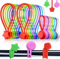 32-piece magnetic silicone cable ties – reusable cord clips for organizing and bundling cable wires – ideal for fridge, home office, and car (delicate style) logo