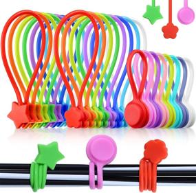 img 4 attached to 32-Piece Magnetic Silicone Cable Ties – Reusable Cord Clips for Organizing and Bundling Cable Wires – Ideal for Fridge, Home Office, and Car (Delicate Style)