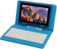 📱 планшетный пк на базе android с 7-дюймовым экраном, четырехъядерным процессором, клавиатурой, двумя камерами, 40 гб памяти, поддержкой wi-fi, bluetooth, gps (голубой цвет), в комплекте стилус. логотип