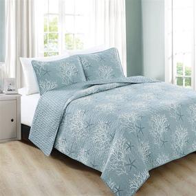 img 4 attached to Soft Luxury Coastal Beach Theme Quilt Set: Fenwick Collection by Great Bay Home
