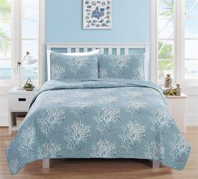 img 3 attached to Soft Luxury Coastal Beach Theme Quilt Set: Fenwick Collection by Great Bay Home