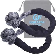 π ucreative synthetic soft shackle 1/2 inch x 22 inch (41k lbs break strength) w/extra sleeves 2-pack - gray logo