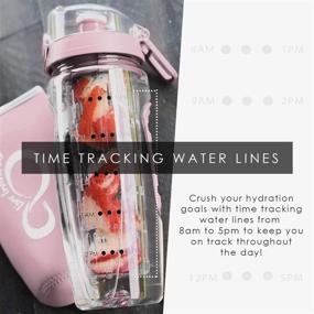 img 2 attached to Live Infinitely 32 oz. Fruit Infuser Water Bottle: Stay Hydrated with Time Marker, Insulation Sleeve, and Recipe eBook - A Fun & Healthy Way in Rose Gold Timeline, 32 Ounces