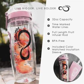 img 3 attached to Live Infinitely 32 oz. Fruit Infuser Water Bottle: Stay Hydrated with Time Marker, Insulation Sleeve, and Recipe eBook - A Fun & Healthy Way in Rose Gold Timeline, 32 Ounces