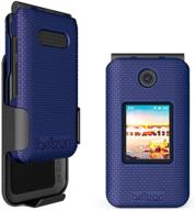 📱 blue case with belt clip for cricket debut flip and at&amp;t cingular flip 4 - protective snap on cover with rotating belt clip holster combo logo