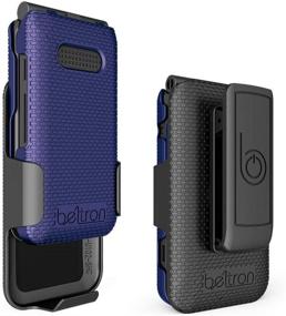 img 1 attached to 📱 Blue Case with Belt Clip for Cricket Debut Flip and AT&amp;T Cingular Flip 4 - Protective Snap On Cover with Rotating Belt Clip Holster Combo