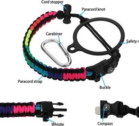 img 3 attached to 🧗 Paracord Handle Survival Strap Cord for Hydro Flask Wide Mouth Bottles - 4 Pack with Safety Ring and Buckles - Bottle Carrier Accessories for Hiking and Outdoor Activities