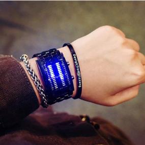 img 3 attached to ⌚ Часы с LED-дисплеем - модные водонепроницаемые наручные часы из нержавеющей стали в классическом черном цвете для мужчин