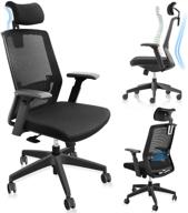 🪑 comfortable and adjustable ergonomic office chair with mesh back, lumbar support, and high back design - black логотип