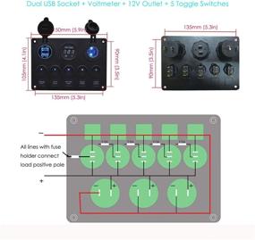 img 1 attached to 🚀 Multi-Function Marine Ignition Toggle Rocker Switch Panel: Dual USB Socket Charger 4.2A, LED Voltmeter, 12V Power Outlet, 5 Gang ON-Off Toggle Switches – Ideal for RV, Car, Boat, Truck, Yacht