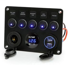 img 4 attached to 🚀 Multi-Function Marine Ignition Toggle Rocker Switch Panel: Dual USB Socket Charger 4.2A, LED Voltmeter, 12V Power Outlet, 5 Gang ON-Off Toggle Switches – Ideal for RV, Car, Boat, Truck, Yacht