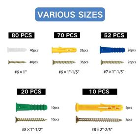 img 2 attached to ZIPCCI 232Pcs Drywall Anchors Plastic