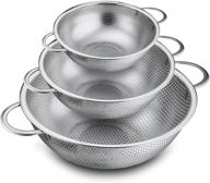 🍝 p&p chef set of 3 stainless steel micro-perforated colanders strainers for draining, rinsing, and washing - ideal for pasta, vegetables, fruits - heavy duty, dishwasher safe - 1/3/5 quart logo