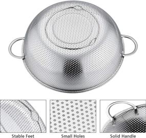 img 2 attached to 🍝 P&P CHEF Set of 3 Stainless Steel Micro-Perforated Colanders Strainers for Draining, Rinsing, and Washing - Ideal for Pasta, Vegetables, Fruits - Heavy Duty, Dishwasher Safe - 1/3/5 Quart