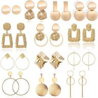 💎 stunning 13 pairs statement drop dangle and chic gold stud earrings set for women & girls - fashionable geometric designs - ideal jewelry gifts logo