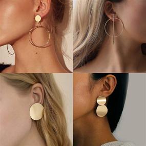 img 1 attached to 💎 Stunning 13 Pairs Statement Drop Dangle and Chic Gold Stud Earrings Set for Women & Girls - Fashionable Geometric Designs - Ideal Jewelry Gifts