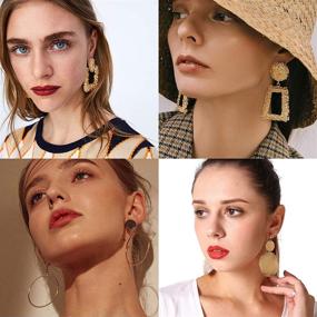 img 2 attached to 💎 Stunning 13 Pairs Statement Drop Dangle and Chic Gold Stud Earrings Set for Women & Girls - Fashionable Geometric Designs - Ideal Jewelry Gifts