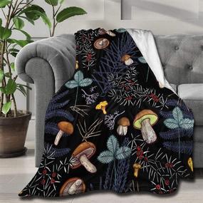 img 4 attached to 🍄 ARTIEMASTER Dark Wild Forest Mushrooms Personalized Blanket - Soft & Lightweight Flannel Throw, Ideal for Bed, Living Room, and Travel - 50"x40" Perfect for Kids