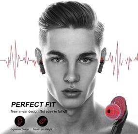 img 2 attached to 🎧 Басские Беспроводные наушники Bluetooth 5.0 + чехол для зарядки, TWS Стерео-наушники с встроенным микрофоном, Превосходное качество звука и глубокие басы для спорта