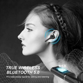 img 3 attached to 🎧 Басские Беспроводные наушники Bluetooth 5.0 + чехол для зарядки, TWS Стерео-наушники с встроенным микрофоном, Превосходное качество звука и глубокие басы для спорта