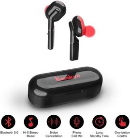 img 1 attached to 🎧 Басские Беспроводные наушники Bluetooth 5.0 + чехол для зарядки, TWS Стерео-наушники с встроенным микрофоном, Превосходное качество звука и глубокие басы для спорта