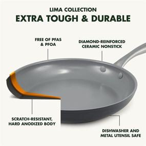 img 2 attached to Зеленая кастрюля/скилетка/горшок GreenPan Lima Healthy Ceramic Nonstick, 5 квартов: Премиум серый посуда для более здоровой готовки