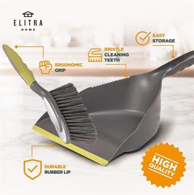 img 2 attached to 🧹 ELITRA Handy Dustpan and Brush Set - Convenient Cleaning Solution for Home and Kitchen Floors - Gray Green (1 Pack)