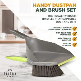 img 3 attached to 🧹 ELITRA Handy Dustpan and Brush Set - Convenient Cleaning Solution for Home and Kitchen Floors - Gray Green (1 Pack)