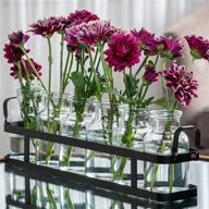 versatile glass flower vase set with metal holder and 6 bud vases – perfect for home décor, wedding decorations, and more! logo