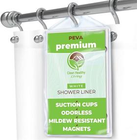 img 4 attached to Upgrade Your Shower Experience with the Clean Healthy Living Premium PEVA White Shower Curtain Liner - 70 X 71 in. Long