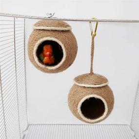img 2 attached to 🐦 Versatile Handwoven Straw Bird Nest: Perfect Breeding Cave for Parakeets, Parrots, Rabbits, Hamsters, and More!