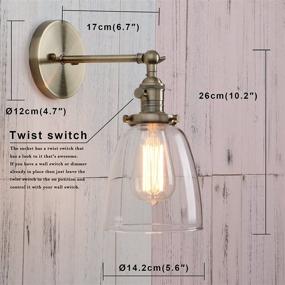 img 3 attached to Permo Industrial Vintage Single Sconce With Oval Cone Clear Glass Shade 1-Light Wall Sconce Wall Lamp (Bronze)