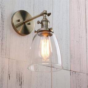 img 1 attached to Permo Industrial Vintage Single Sconce With Oval Cone Clear Glass Shade 1-Light Wall Sconce Wall Lamp (Bronze)