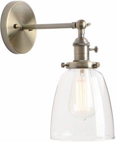 img 4 attached to Permo Industrial Vintage Single Sconce With Oval Cone Clear Glass Shade 1-Light Wall Sconce Wall Lamp (Bronze)