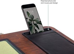 img 2 attached to 💻 Rossie Premium Bamboo Lap Desk with Wrist Rest, Mouse Pad, Phone Holder - Suitable for Laptops Up to 15.6 Inches - Espresso Finish - Style No. 91712