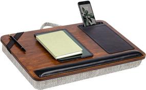 img 3 attached to 💻 Rossie Premium Bamboo Lap Desk with Wrist Rest, Mouse Pad, Phone Holder - Suitable for Laptops Up to 15.6 Inches - Espresso Finish - Style No. 91712