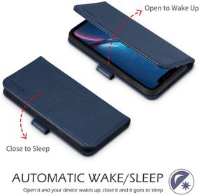 img 1 attached to 📱 TUCCH iPhone Xs Case: RFID Blocking Wallet with Wireless Charging, Credit Card Slot, Auto Wake/Sleep - Dark Blue