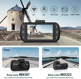 img 3 attached to 🚗 1080P+1080P двухленточная автомобильная камера - EACHPAI K200 HD WiFi Dashcam для автомобилей с GPS, присоской для монтажа, суперконденсатором, циклической записью, монитором парковки, функцией обнаружения движения и функцией тайм-лапс.