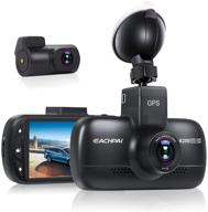 🚗 1080p+1080p двухленточная автомобильная камера - eachpai k200 hd wifi dashcam для автомобилей с gps, присоской для монтажа, суперконденсатором, циклической записью, монитором парковки, функцией обнаружения движения и функцией тайм-лапс. логотип