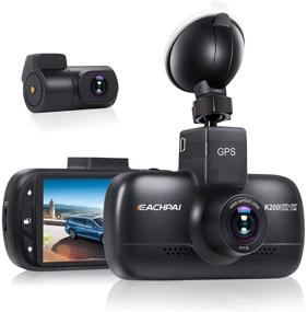 img 4 attached to 🚗 1080P+1080P двухленточная автомобильная камера - EACHPAI K200 HD WiFi Dashcam для автомобилей с GPS, присоской для монтажа, суперконденсатором, циклической записью, монитором парковки, функцией обнаружения движения и функцией тайм-лапс.