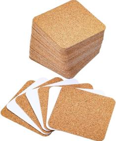 img 4 attached to 🔲 Hotop Self-adhesive Square Cork Coasters Mats Backing Sheets (Pack of 60) - Ideal for Coasters and DIY Crafts Supplies