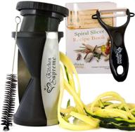 🍝 zucchini spaghetti maker bundle - top spiralizer with peeler & brush - noodle zoodler for spiral julienne & fettuccine pasta hand slicer - low carb/keto/paleo/gluten free cookbook logo