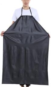 img 1 attached to 🔒 BestCyc Heavy Duty Black Waterproof Stain Resistant PVC Extra Long Apron for Kitchen, Dishwashing, Lab, Butcher & Fishing - Men's