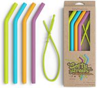 🥤 softy straws premium reusable silicone drinking straws with patented straw squeegee - 9" long curved bend for 20/30oz tumblers - bpa free, flexible, and safe for kids / toddlers logo