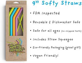 img 3 attached to 🥤 Softy Straws Premium Reusable Silicone Drinking Straws with Patented Straw Squeegee - 9" Long Curved Bend for 20/30oz Tumblers - BPA Free, Flexible, and Safe for Kids / Toddlers