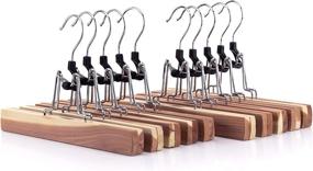 img 4 attached to 👗 High-Quality HANGERWORLD Pack of 10 Cedar Wood Skirt and Pants Hangers with Clamp Clips - 10.6inch